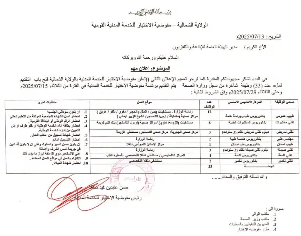 وزارة الصحة تعلن عن وظائف جديدة.. التقديم مفتوح الآن